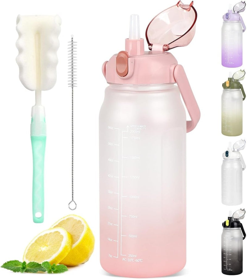 Chargez l'image dans la visionneuse de la galerie, Waterfles 2 liter met rietje en lekvrije dop van BPA-vrij kunststof – sportdrinkfles – fitnessaccessoires - happygetfit.com
