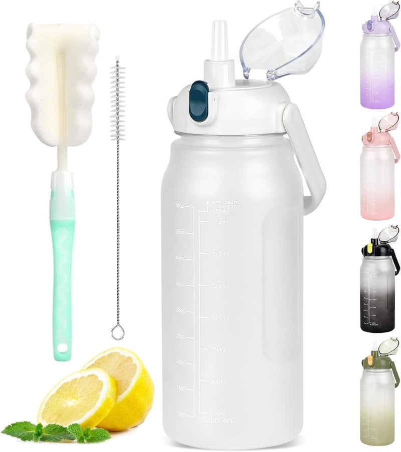 Chargez l'image dans la visionneuse de la galerie, Waterfles 2 liter met rietje en lekvrije dop van BPA-vrij kunststof – sportdrinkfles – fitnessaccessoires - happygetfit.com
