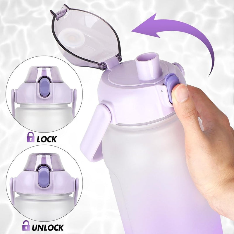 Chargez l'image dans la visionneuse de la galerie, Waterfles 2 liter met rietje en lekvrije dop van BPA-vrij kunststof – sportdrinkfles – fitnessaccessoires - happygetfit.com
