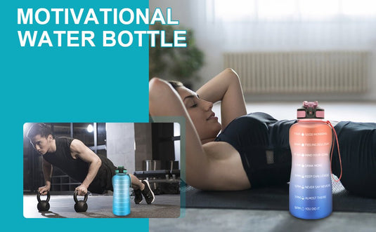 Waterfles, inhoud 2,2 liter, met tijdsaanduidingen, BPA-vrij materiaal, met drinkrietje, voor afvallen en algemene gezondheid, grijs - happygetfit.com