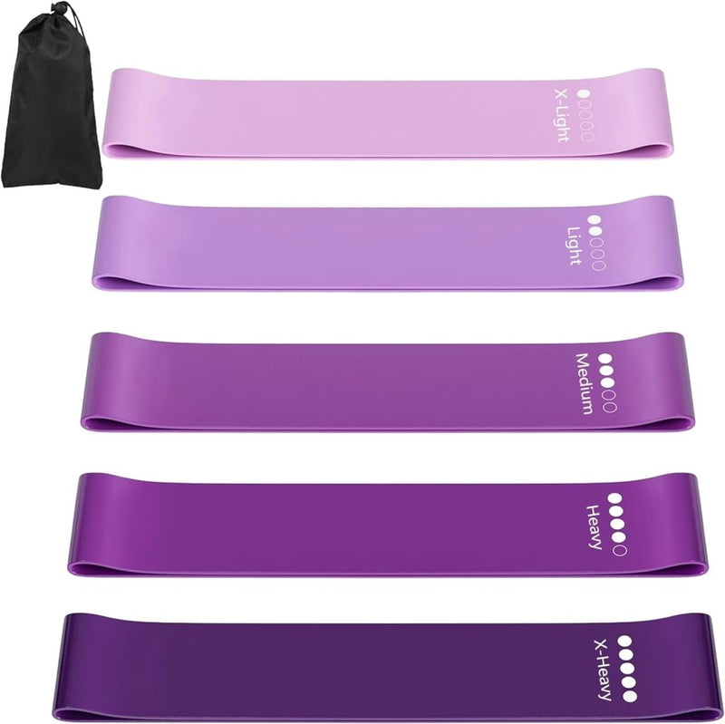 Laad afbeelding in Galerijviewer, Weerstandsbanden set 5 stuks met 5 weerstandsniveaus en draagtas – fitnessbanden – resistance bands - happygetfit.com
