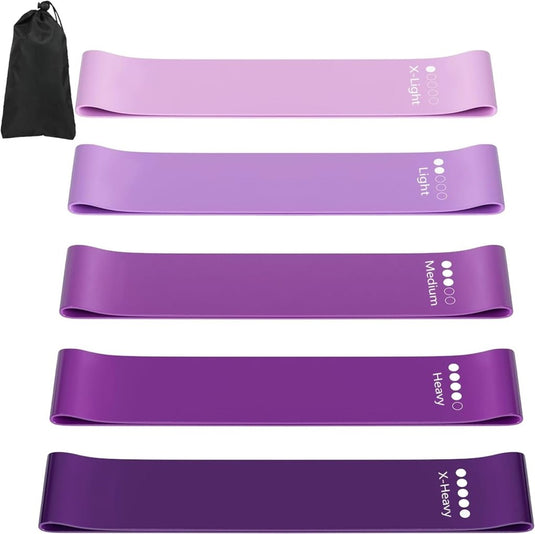 Weerstandsbanden set 5 stuks met 5 weerstandsniveaus en draagtas – fitnessbanden – resistance bands - happygetfit.com