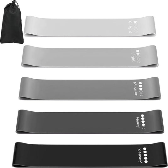 Weerstandsbanden set 5 stuks met 5 weerstandsniveaus en draagtas – fitnessbanden – resistance bands - happygetfit.com