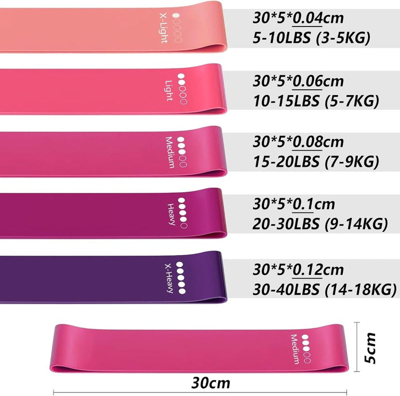 Laad afbeelding in Galerijviewer, Weerstandsbanden set 5 stuks van natuurlijk latex met draagtas – resistance bands – fitness elastieken - happygetfit.com
