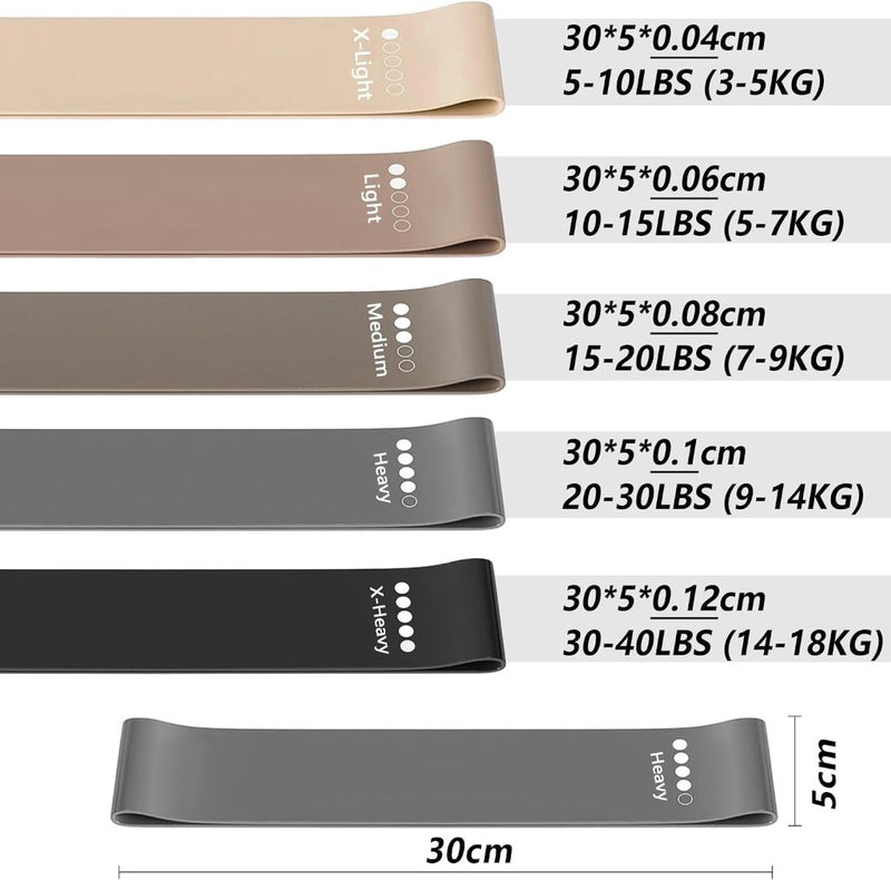 Laad afbeelding in Galerijviewer, Weerstandsbanden set 5 stuks van natuurlijk latex met draagtas – resistance bands – fitness elastieken - happygetfit.com
