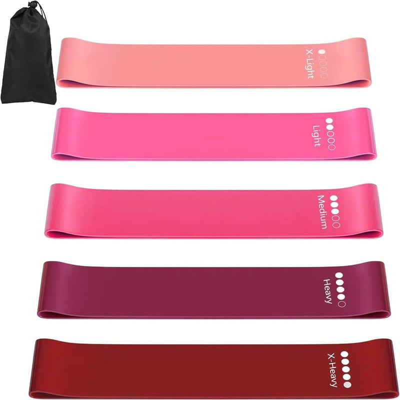 Laad afbeelding in Galerijviewer, Weerstandsbanden set 5 stuks van natuurlijk latex met draagtas – resistance bands – fitness elastieken - happygetfit.com

