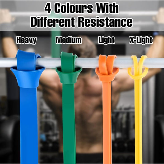 Weerstandsbanden set van 4 voor fitness en pull-ups - happygetfit.com