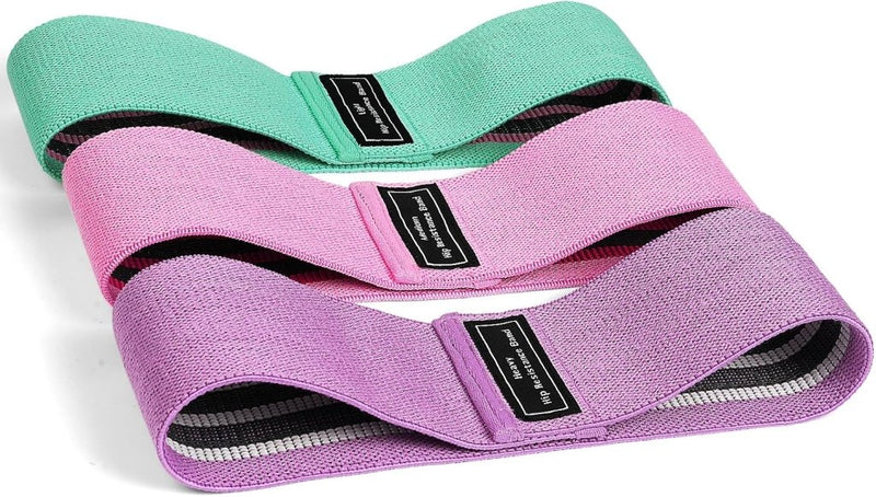 Załaduj obraz w przeglądarce galerii, Weerstandsbanden van stof 3 stuks met lichte middelzware en zware weerstand voor benen en billen – fitnesselastieken – booty bands - happygetfit.com
