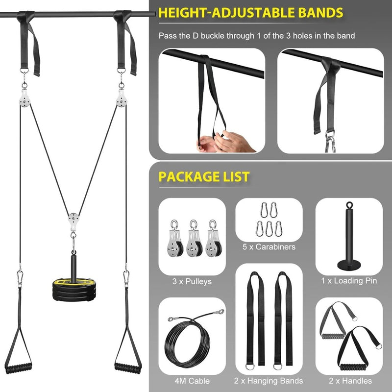 Laad afbeelding in Galerijviewer, Weight Cable Pulley System Gym, Cable Weight Pulley System Attachments for Home Gym with Handle Pulley System Gym LAT Pull Down, Biceps Curl Workout - happygetfit.com
