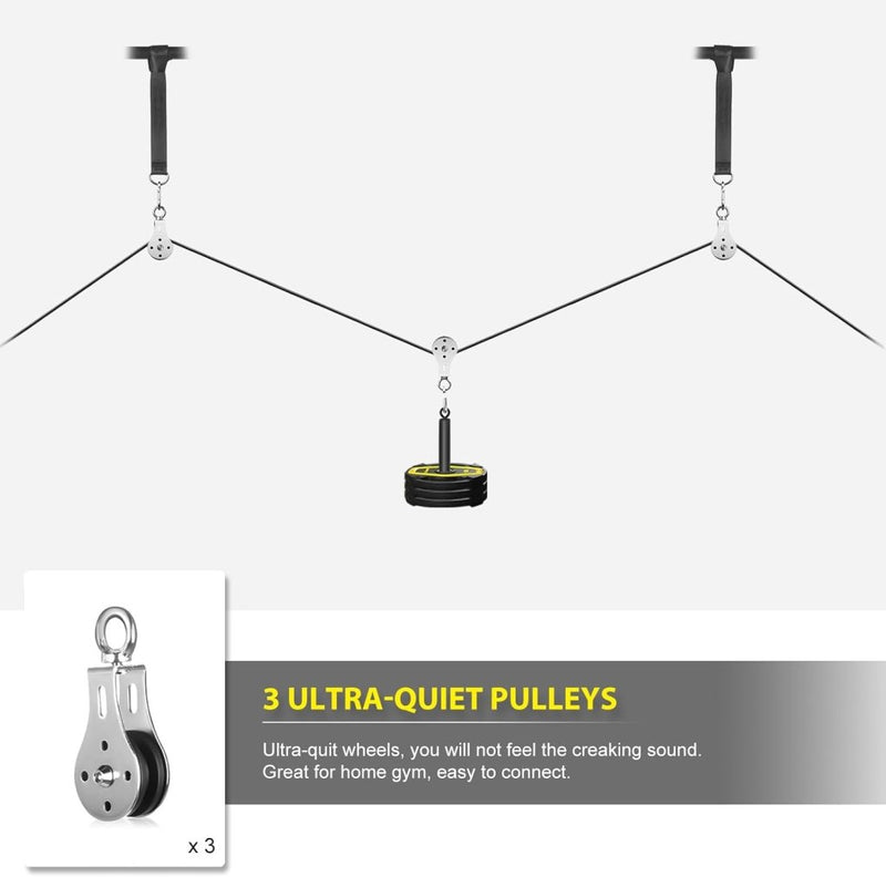 Laad afbeelding in Galerijviewer, Weight Cable Pulley System Gym, Cable Weight Pulley System Attachments for Home Gym with Handle Pulley System Gym LAT Pull Down, Biceps Curl Workout - happygetfit.com
