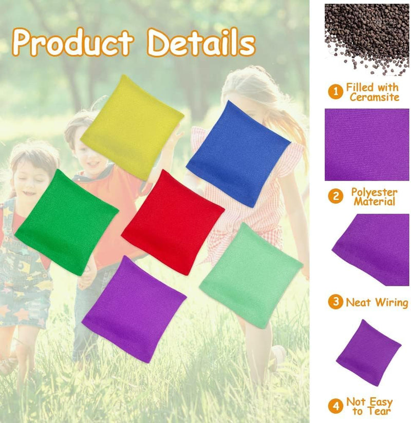 Bild im Galerie-Viewer laden, Werpspel zakjes voor kinderen 12 stuks van polyester met kleikorrels 7,5 x 7,5 cm voor buitenspellen – pittenzakjes – mikspel - happygetfit.com
