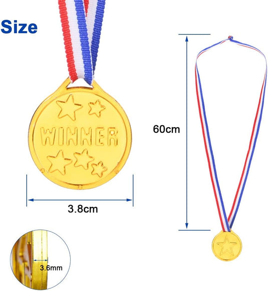 Winnaarsmedailles voor kinderen 28 stuks van lichtgewicht kunststof met gouden afwerking voor sportwedstrijden – kampioensmedailles – sportprijzen - happygetfit.com