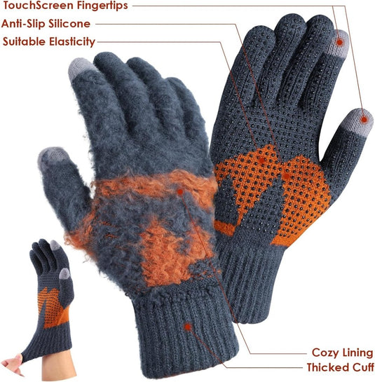 Winterhandschoenen, touchscreen-handschoenen, fleece, stretch, gebreide handschoenen, sport, warme loophandschoenen, indoor-outdoorsport, voor dames en heren - happygetfit.com