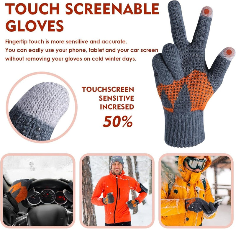 Laad afbeelding in Galerijviewer, Winterhandschoenen, touchscreen-handschoenen, fleece, stretch, gebreide handschoenen, sport, warme loophandschoenen, indoor-outdoorsport, voor dames en heren - happygetfit.com
