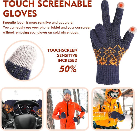 Winterhandschoenen, touchscreen-handschoenen, fleece, stretch, gebreide handschoenen, sport, warme loophandschoenen, indoor-outdoorsport, voor dames en heren - happygetfit.com