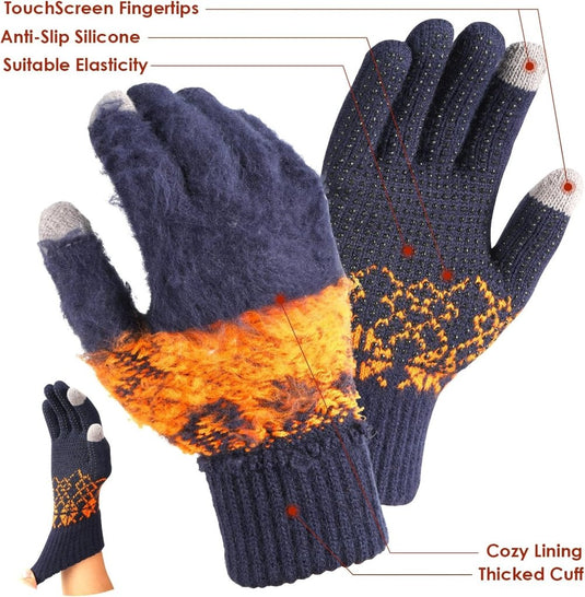 Winterhandschoenen, touchscreen-handschoenen, fleece, stretch, gebreide handschoenen, sport, warme loophandschoenen, indoor-outdoorsport, voor dames en heren - happygetfit.com
