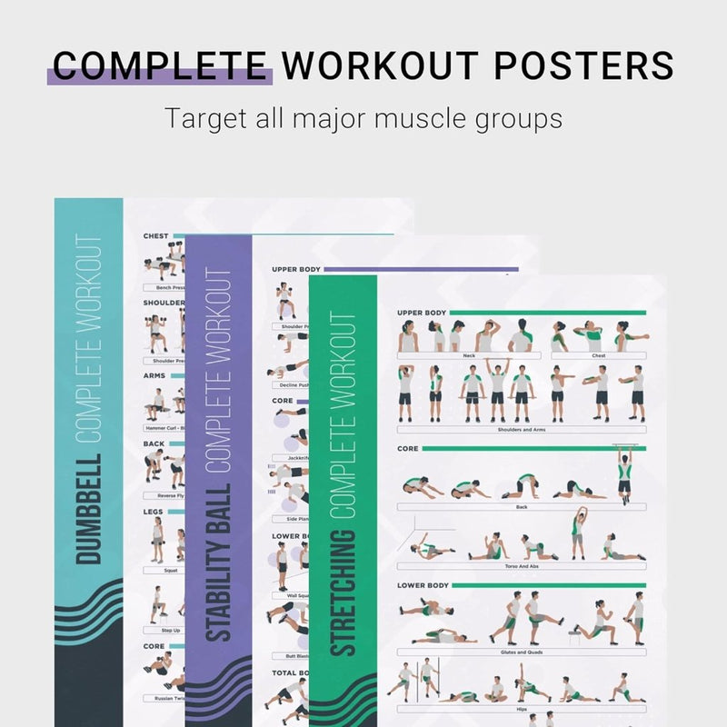 Laad afbeelding in Galerijviewer, Workout oefenposters set van 8 stuks 51 x 76 cm - happygetfit.com
