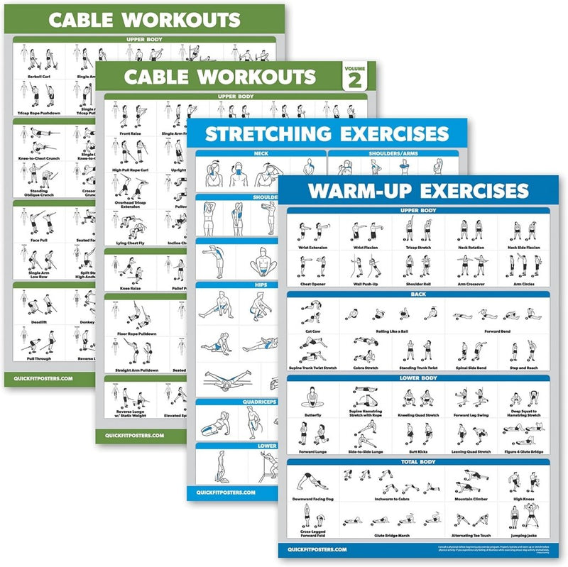 Laad afbeelding in Galerijviewer, Workout posters set van 4 gelamineerd 45,7 x 61 cm - happygetfit.com
