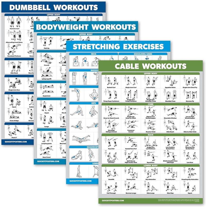 Laad afbeelding in Galerijviewer, Workout posters set van 4 gelamineerd 45,7 x 61 cm - happygetfit.com
