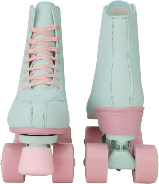 XUDREZ Rolschaatsen voor meisjes en vrouwen, rolschaatsen, volwassen rolschaatsen, mintgroene schaatsen, schoenen oplichten voor kind, beginner, buiten en binnen - happygetfit.com
