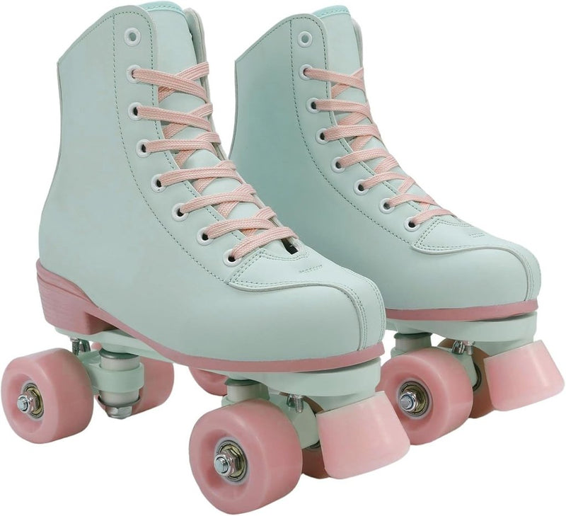 Laad afbeelding in Galerijviewer, XUDREZ Rolschaatsen voor meisjes en vrouwen, rolschaatsen, volwassen rolschaatsen, mintgroene schaatsen, schoenen oplichten voor kind, beginner, buiten en binnen - happygetfit.com
