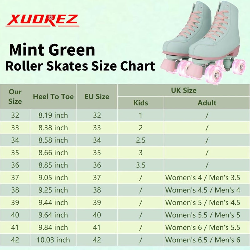 Laad afbeelding in Galerijviewer, XUDREZ Rolschaatsen voor meisjes en vrouwen, rolschaatsen, volwassen rolschaatsen, mintgroene schaatsen, schoenen oplichten voor kind, beginner, buiten en binnen - happygetfit.com
