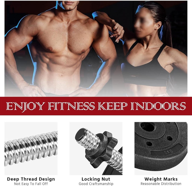 Laad afbeelding in Galerijviewer, Yaheetech Halterset, 20 kg, korte halters, gietijzeren halters met stersluitingen, fitness, gymnastiek, halters voor krachttraining - happygetfit.com
