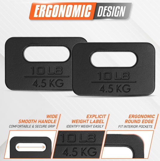 Yes4All Cast Iron Rucking Weight for Backpack, Training Weight Plate with Ergonomic Rounded Handle, Protective Glossy Finish for Weighted Walking, Hiking, Rucking, Resistance Workout - happygetfit.com