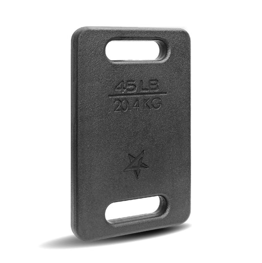 Yes4All Cast Iron Rucking Weight for Backpack, Training Weight Plate with Ergonomic Rounded Handle, Protective Glossy Finish for Weighted Walking, Hiking, Rucking, Resistance Workout - happygetfit.com