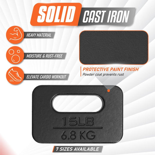 Yes4All Cast Iron Rucking Weight for Backpack, Training Weight Plate with Ergonomic Rounded Handle, Protective Glossy Finish for Weighted Walking, Hiking, Rucking, Resistance Workout - happygetfit.com
