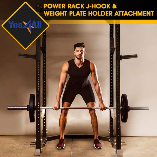Yes4All Power Rack J-Hooks 2x2 + Weight Holder Attachment 2x2 - happygetfit.com