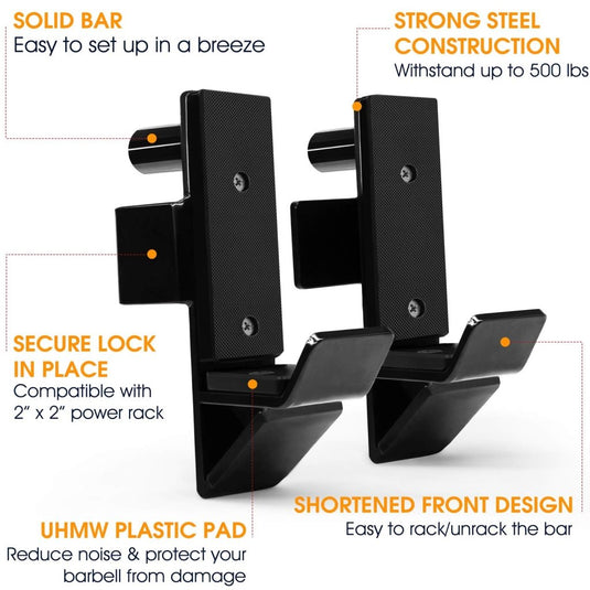 Yes4All Power Rack J-Hooks 2x2 + Weight Holder Attachment 2x2 - happygetfit.com