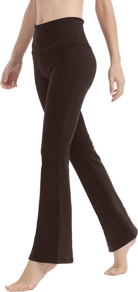 Yoga Broek voor Vrouwen Tummy Control Workout Bootleg Broek Hoge Taille 4 Way Stretch Broek met Binnenzakken, Lichtbruin, - happygetfit.com