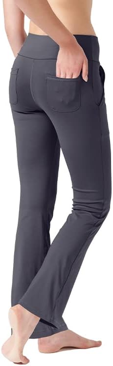 Load image into Gallery viewer, Yoga Broek voor Vrouwen Tummy Control Workout Bootleg Broek Hoge Taille 4 Way Stretch Broek met Binnenzakken, Lichtbruin, - happygetfit.com
