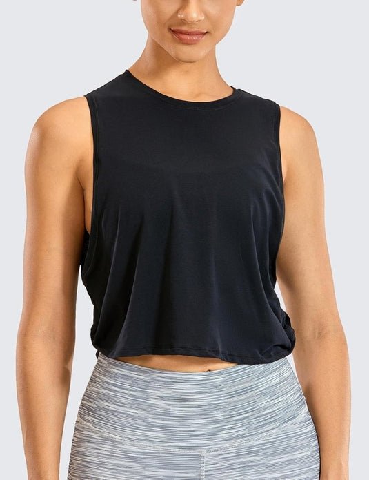 YOGA Dames Pima Cotton Workout Tank Crop Sport Shirt Mouwloos Yoga Running Tops - happygetfit.com