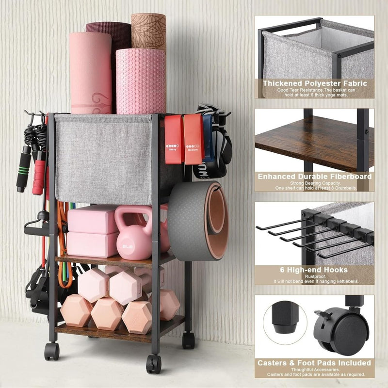 Chargez l'image dans la visionneuse de la galerie, Yoga mat opbergrek met haken en wielen - happygetfit.com
