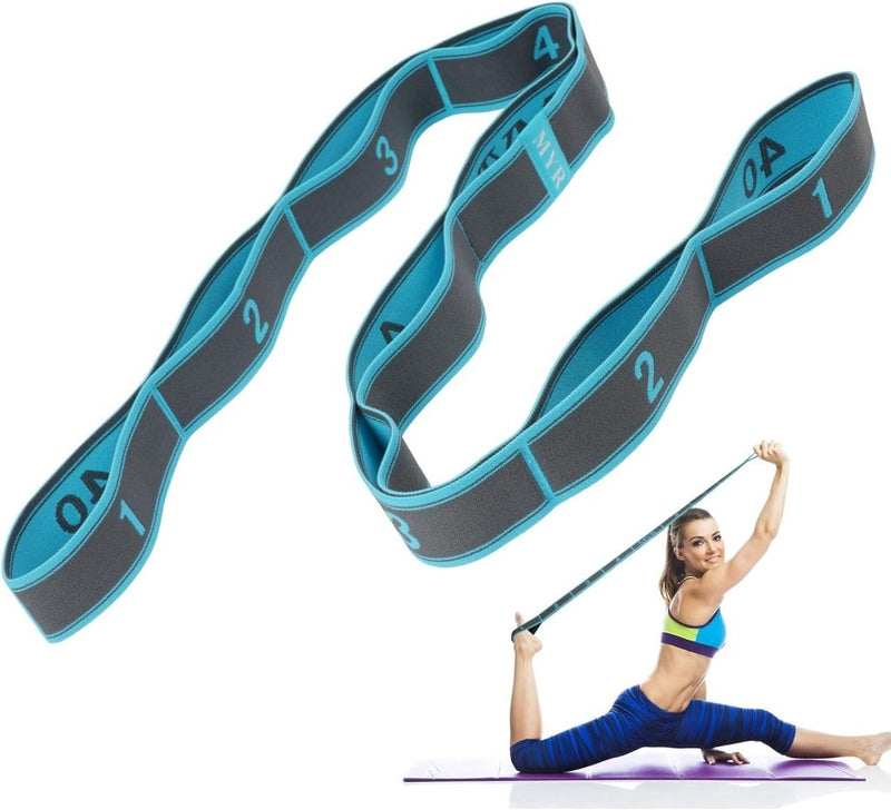 Laad afbeelding in Galerijviewer, Yoga-stretchband, stretchband met 7 lussen, yoga stretchriem, zeer elastisch gymnastiekband met TPE-spanbanden, oefenlus voor het rekken van de beenspieren - happygetfit.com
