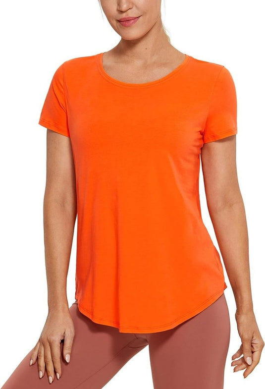 YOGA Vrouwen Sport T-Shirt Korte Mouw Fitness Gym Running Shirt Crewneck Licht Yoga Tops Zomer Top - happygetfit.com