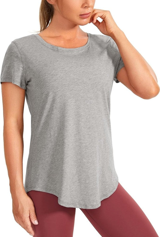 YOGA Vrouwen Sport T-Shirt Korte Mouw Fitness Gym Running Shirt Crewneck Licht Yoga Tops Zomer Top - happygetfit.com