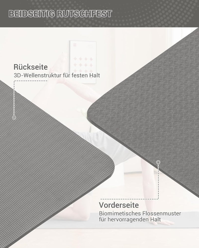 Laden Sie das Bild in Galerie -Viewer, Yogamat 183 x 61 cm – 6 mm dik – antislip TPE sportmat met draagriem voor yoga, pilates, fitness en workout - happygetfit.com
