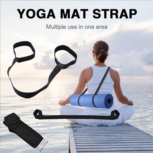 Yogamat draagriem verstelbaar zwart - happygetfit.com