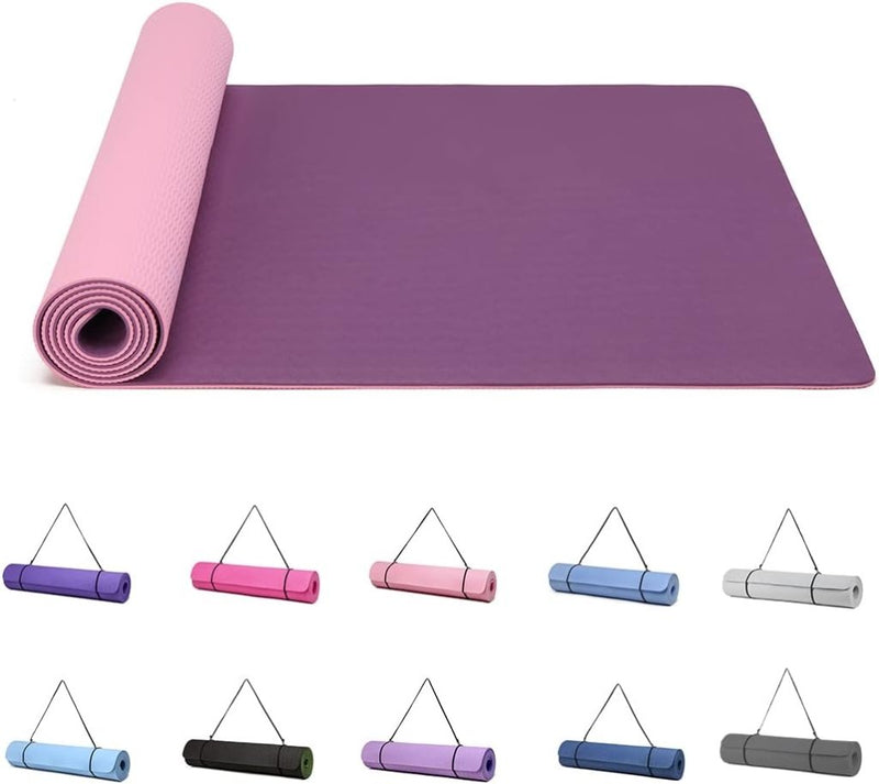 Laad afbeelding in Galerijviewer, Yogamat, Gymnastiek, Pilates Oefenmat voor vrouwen, antislip, dik 6 mm met draagriem, Tpe, 183 x 61 x 0,6 cm - happygetfit.com
