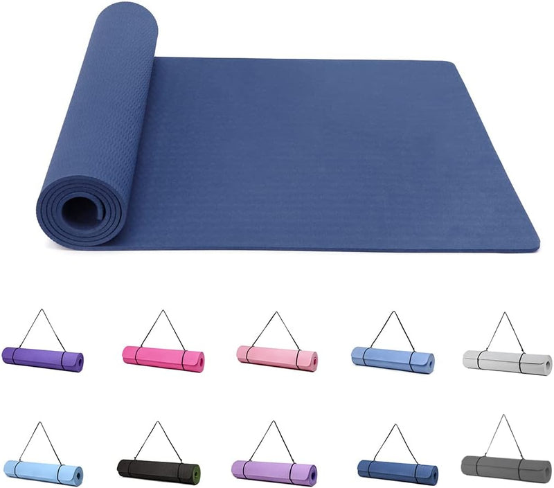 Laad afbeelding in Galerijviewer, Yogamat, Gymnastiek, Pilates Oefenmat voor vrouwen, antislip, dik 6 mm met draagriem, Tpe, 183 x 61 x 0,6 cm - happygetfit.com
