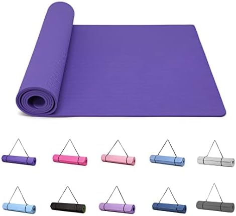 Laad afbeelding in Galerijviewer, Yogamat, Gymnastiek, Pilates Oefenmat voor vrouwen, antislip, dik 6 mm met draagriem, Tpe, 183 x 61 x 0,6 cm - happygetfit.com
