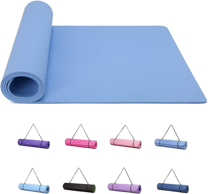 Laad afbeelding in Galerijviewer, Yogamat, Gymnastiek, Pilates Oefenmat voor vrouwen, antislip, dik 6 mm met draagriem, Tpe, 183 x 61 x 0,6 cm - happygetfit.com
