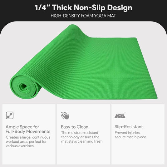 Yogamat schuim antislip 6 mm groen met draagriem - happygetfit.com