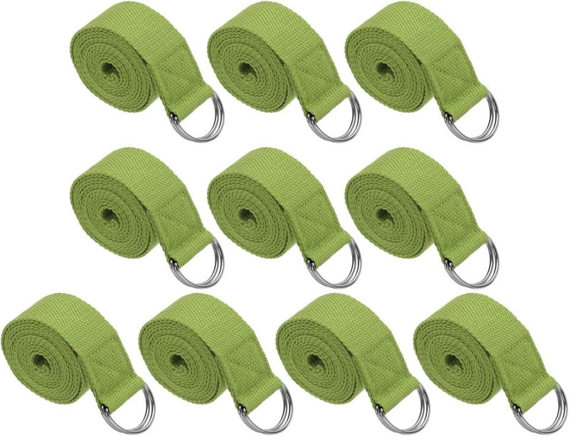 Chargez l'image dans la visionneuse de la galerie, Yogariemen 10 stuks 180 x 3,8 cm van katoen met D-ring donkergroen – stretchbanden – yoga pilates accessoires - happygetfit.com
