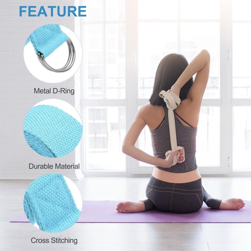 Chargez l'image dans la visionneuse de la galerie, Yogariemen 6 stuks 180 x 3,8 cm van katoen met D-ring bruin – stretchbanden – yoga pilates accessoires - happygetfit.com
