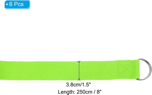Yogariemen 6 stuks 180 x 3,8 cm van katoen met D-ring bruin – stretchbanden – yoga pilates accessoires - happygetfit.com