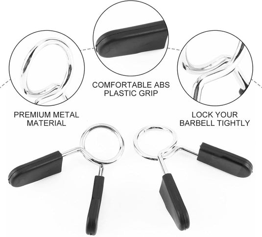 Yosoo Health Gear Halsbanden met veerclip, 2e halterhalterklem van 25 mm, halterklem, halterklemmen, 1 inch Olympische stang, snelsluiting, kraagklemmen voor gewichtheffen training - happygetfit.com